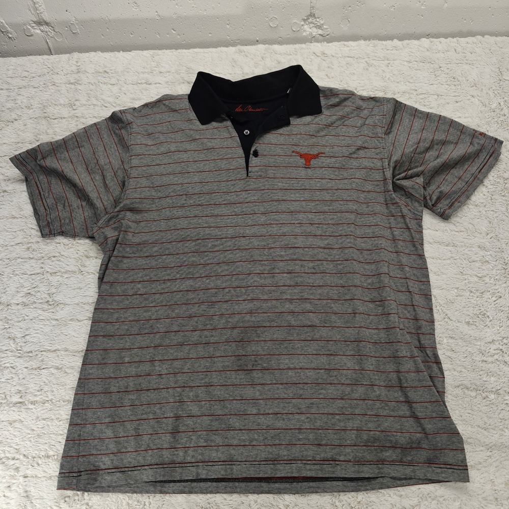 Texas Longhorns Mens XL Polo Shirt Cotton Striped College Football Sport Campus‎